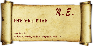 Márky Elek névjegykártya